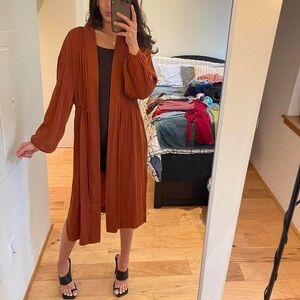 Women's Rust Orange Tie maxi Cardigan